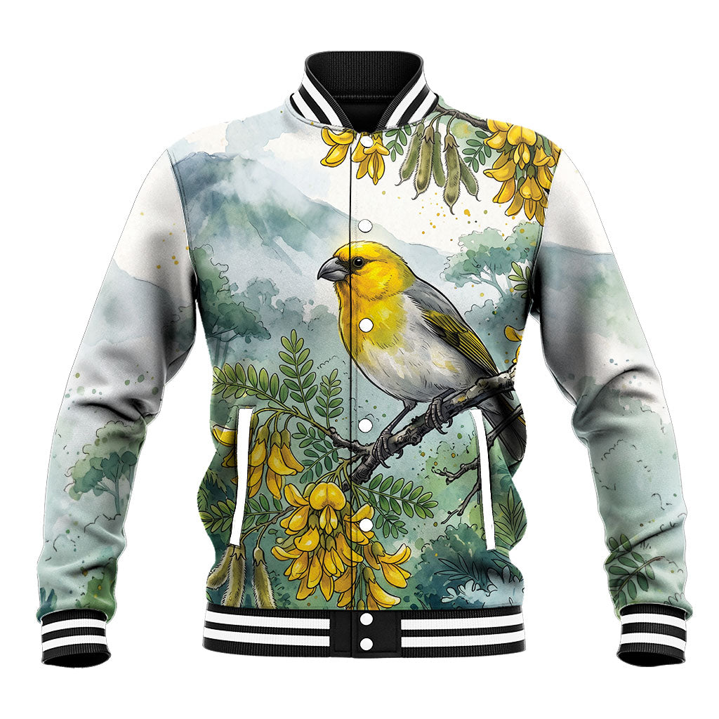 Aloha Hawaii Palila Mamane Watercolor Baseball Jacket LT14 Unisex Watercolor - Polynesian Pride