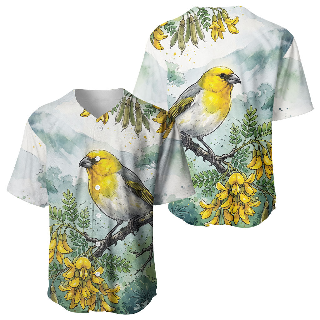 Aloha Hawaii Palila Mamane Watercolor Baseball Jersey LT14 - Polynesian Pride