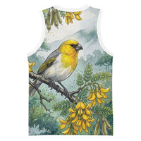 Aloha Hawaii Palila Mamane Watercolor Basketball Jersey LT14 - Polynesian Pride