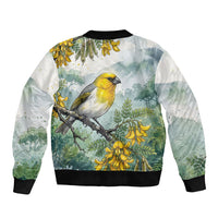 Aloha Hawaii Palila Mamane Watercolor Bomber Jacket