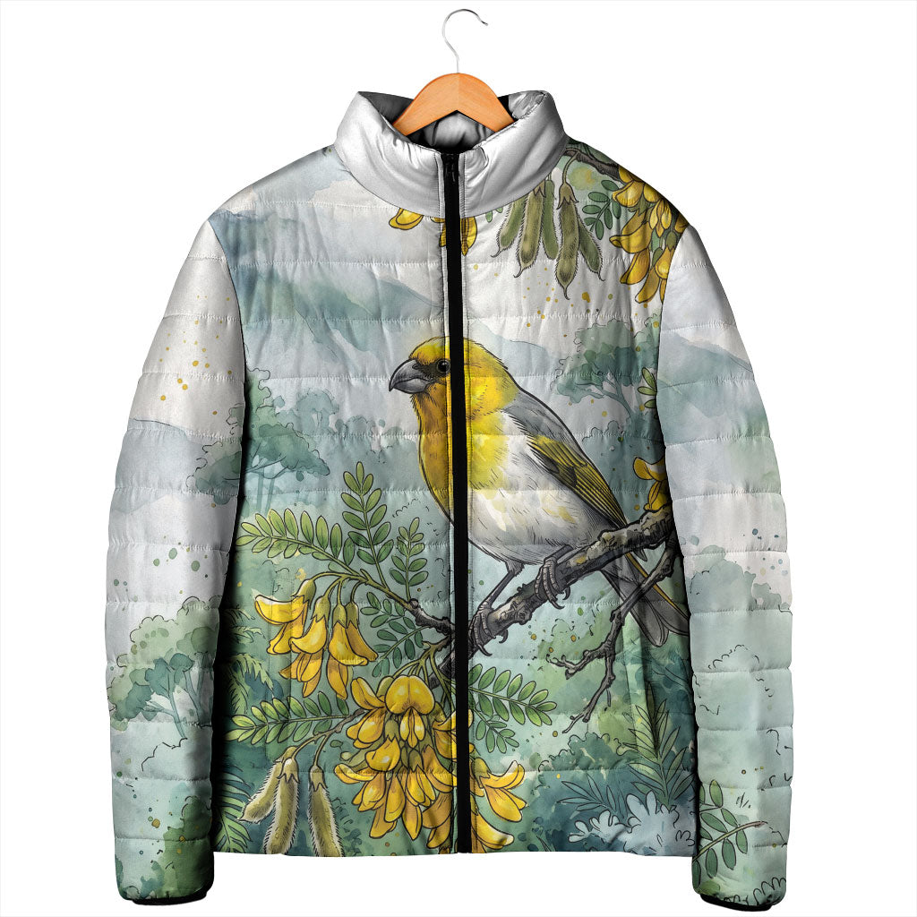 Aloha Hawaii Palila Mamane Watercolor Padded Jacket