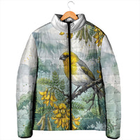 Aloha Hawaii Palila Mamane Watercolor Padded Jacket