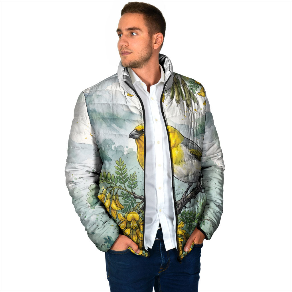 Aloha Hawaii Palila Mamane Watercolor Padded Jacket