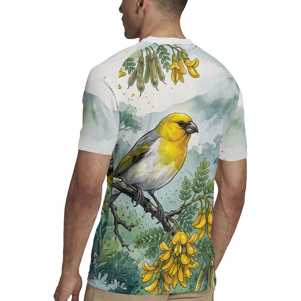 Aloha Hawaii Palila Mamane Watercolor Rugby Jersey