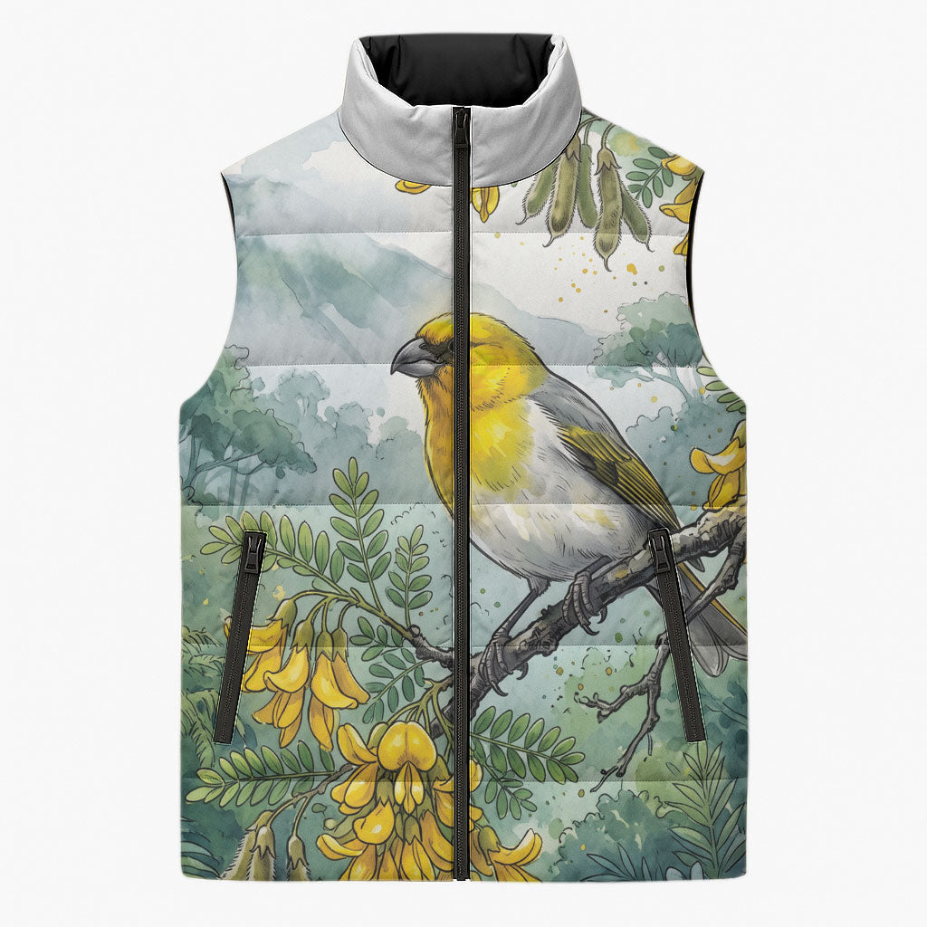 Aloha Hawaii Palila Mamane Watercolor Sleeveless Puffer Jacket LT14 Unisex Watercolor - Polynesian Pride