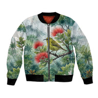 Aloha Hawaii Amakihi Ohia Lehua Watercolor Bomber Jacket