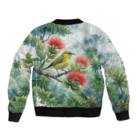 Aloha Hawaii Amakihi Ohia Lehua Watercolor Bomber Jacket