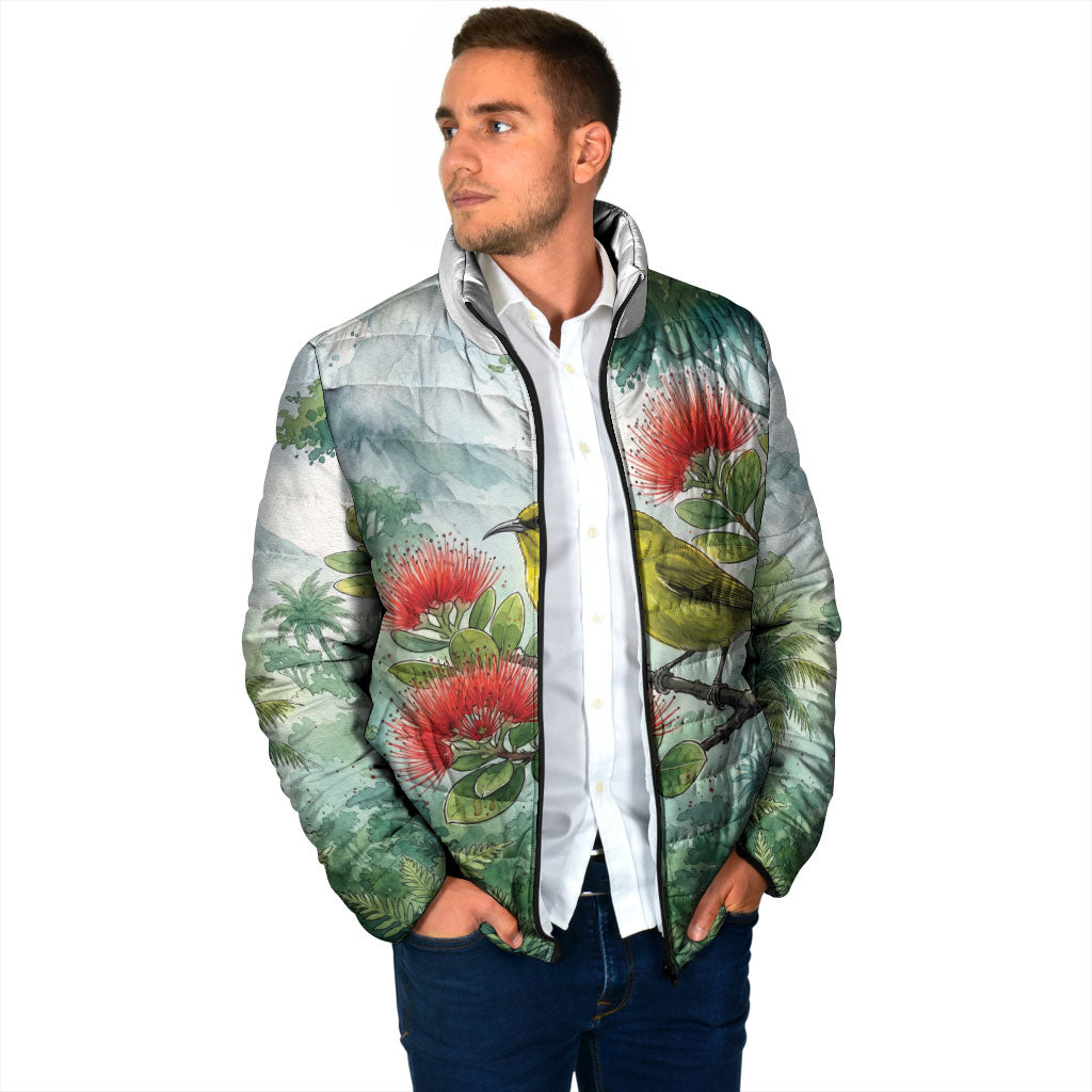 Aloha Hawaii Amakihi Ohia Lehua Watercolor Padded Jacket LT14 - Polynesian Pride