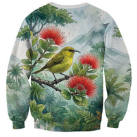 Aloha Hawaii Amakihi Ohia Lehua Watercolor Sweatshirt LT14 - Polynesian Pride