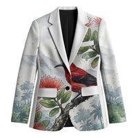 Aloha Hawaii Apapane Ohia Lehua Watercolor Blazer