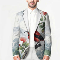Aloha Hawaii Apapane Ohia Lehua Watercolor Blazer