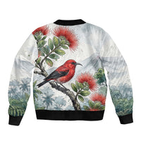 Aloha Hawaii Apapane Ohia Lehua Watercolor Bomber Jacket LT14 - Polynesian Pride