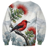 Aloha Hawaii Apapane Ohia Lehua Watercolor Sweatshirt LT14 - Polynesian Pride