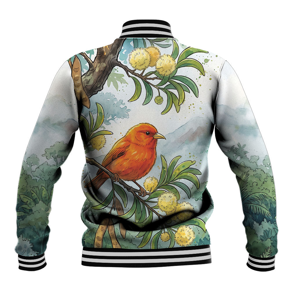 Aloha Hawaii Akepa Koa Tree Watercolor Baseball Jacket LT14 - Polynesian Pride