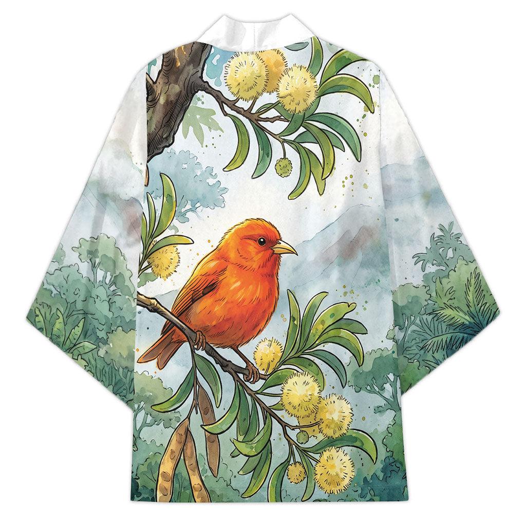 Aloha Hawaii Akepa Koa Tree Watercolor Kimono LT14 - Polynesian Pride