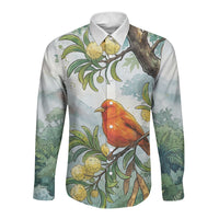 Aloha Hawaii Akepa Koa Tree Watercolor Long Sleeve Button Shirt LT14 Unisex Watercolor - Polynesian Pride