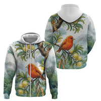 Aloha Hawaii Akepa Koa Tree Watercolor Zip Hoodie LT14 - Polynesian Pride