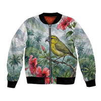 Aloha Hawaii Maui Parrotbill Hibiscus Watercolor Bomber Jacket