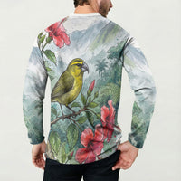 Aloha Hawaii Maui Parrotbill Hibiscus Watercolor Button Sweatshirt LT14 - Polynesian Pride