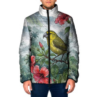Aloha Hawaii Maui Parrotbill Hibiscus Watercolor Padded Jacket LT14 Men Watercolor - Polynesian Pride
