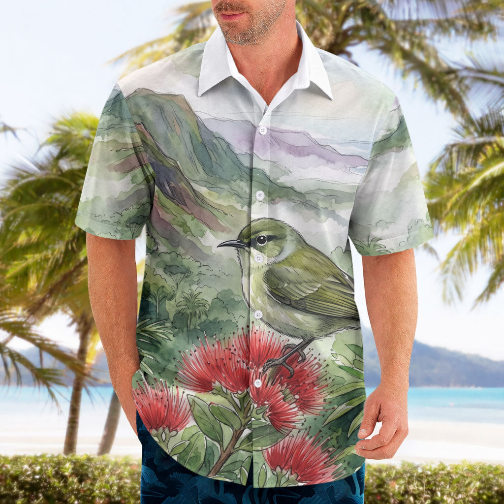 Aloha Hawaii Creeper Ohia Lehua Watercolor Hawaiian Shirt LT14 - Polynesian Pride