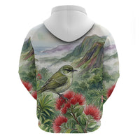 Aloha Hawaii Creeper Ohia Lehua Watercolor Hoodie