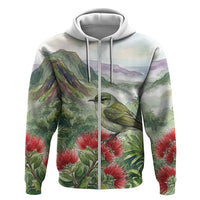Aloha Hawaii Creeper Ohia Lehua Watercolor Hoodie