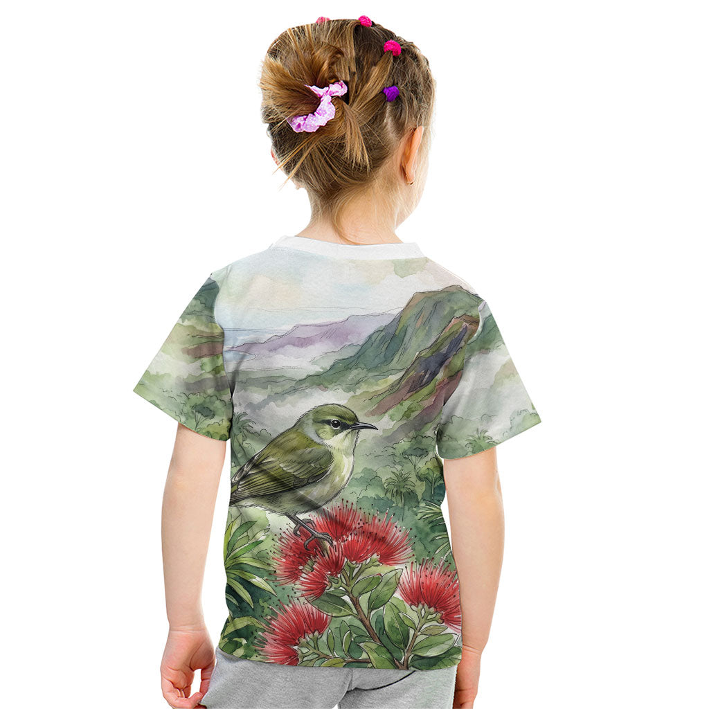 Aloha Hawaii Creeper Ohia Lehua Watercolor Kid T Shirt