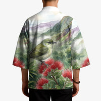 Aloha Hawaii Creeper Ohia Lehua Watercolor Kimono LT14 - Polynesian Pride