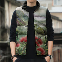 Aloha Hawaii Creeper Ohia Lehua Watercolor Sleeveless Puffer Jacket LT14 - Polynesian Pride