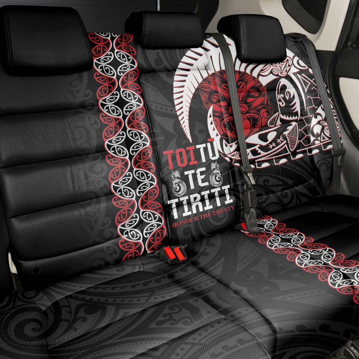 Aotearoa Toitu Te Tiriti Back Car Seat Cover Honour The Treaty Maori Haka LT14 - Polynesian Pride
