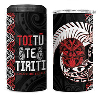 Aotearoa Toitu Te Tiriti 4 in 1 Can Cooler Tumbler Honour The Treaty Maori Haka LT14 One Size: 16 oz Black - Polynesian Pride