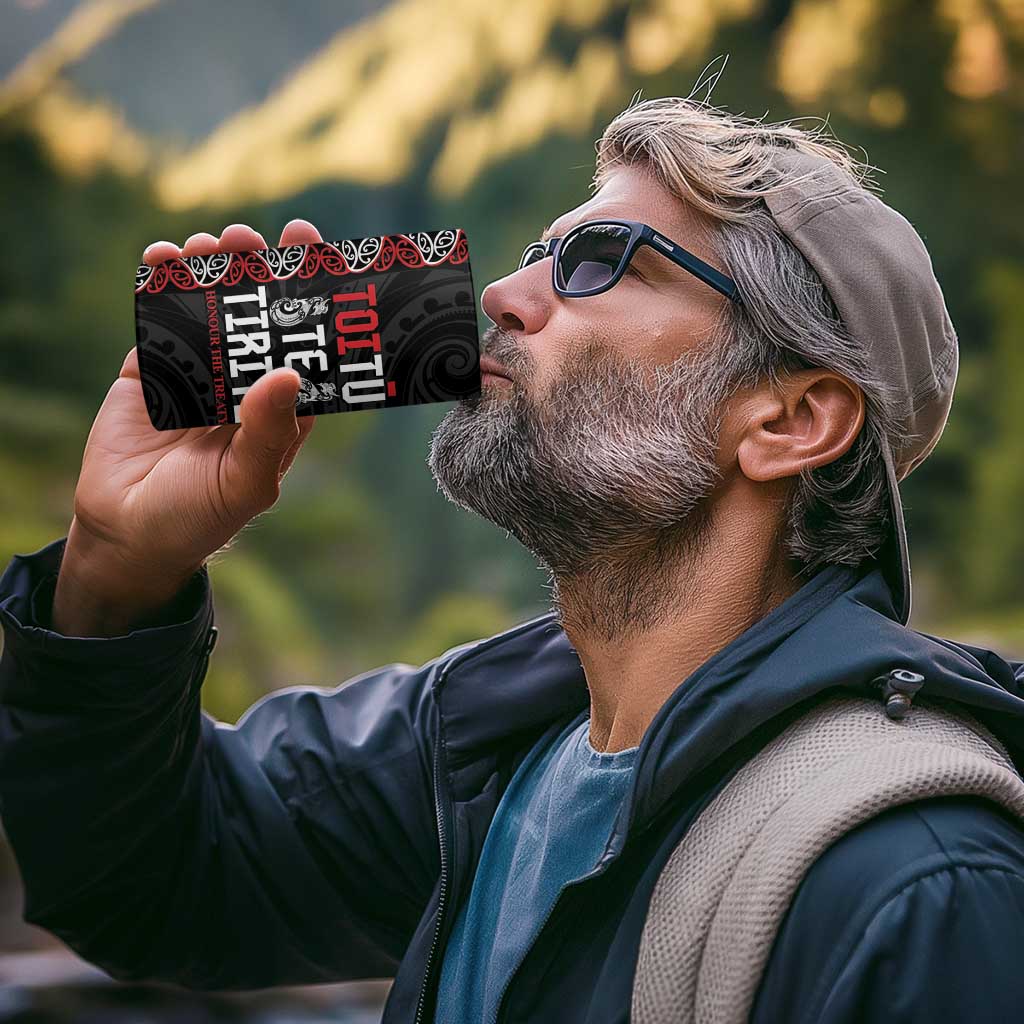 Aotearoa Toitu Te Tiriti 4 in 1 Can Cooler Tumbler Honour The Treaty Maori Haka LT14 - Polynesian Pride