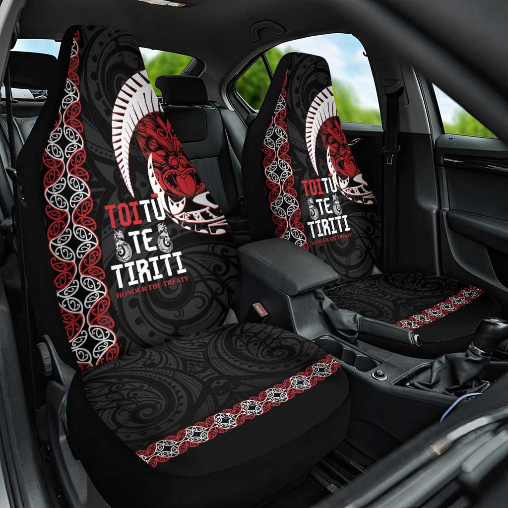 Aotearoa Toitu Te Tiriti Car Seat Cover Honour The Treaty Maori Haka LT14 One Size Black - Polynesian Pride