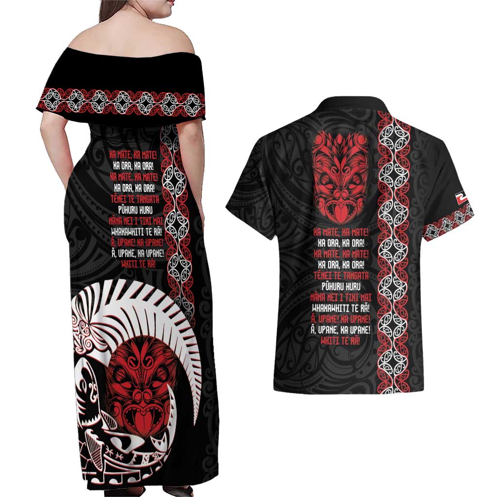 Aotearoa Toitu Te Tiriti Couples Matching Off Shoulder Maxi Dress and Hawaiian Shirt Honour The Treaty Maori Haka LT14 - Polynesian Pride