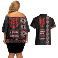 Aotearoa Toitu Te Tiriti Couples Matching Off Shoulder Short Dress and Hawaiian Shirt Honour The Treaty Maori Haka LT14 - Polynesian Pride