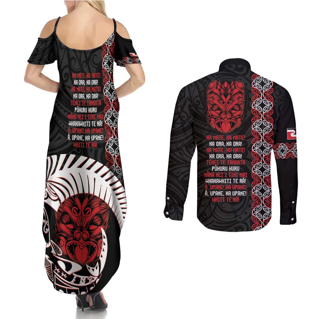 Aotearoa Toitu Te Tiriti Couples Matching Summer Maxi Dress and Long Sleeve Button Shirt Honour The Treaty Maori Haka LT14 - Polynesian Pride