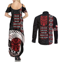 Aotearoa Toitu Te Tiriti Couples Matching Summer Maxi Dress and Long Sleeve Button Shirt Honour The Treaty Maori Haka LT14 - Polynesian Pride
