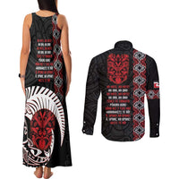 Aotearoa Toitu Te Tiriti Couples Matching Tank Maxi Dress and Long Sleeve Button Shirt Honour The Treaty Maori Haka LT14 - Polynesian Pride