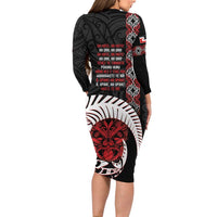 Aotearoa Toitu Te Tiriti Family Matching Long Sleeve Bodycon Dress and Hawaiian Shirt Honour The Treaty Maori Haka LT14 - Polynesian Pride
