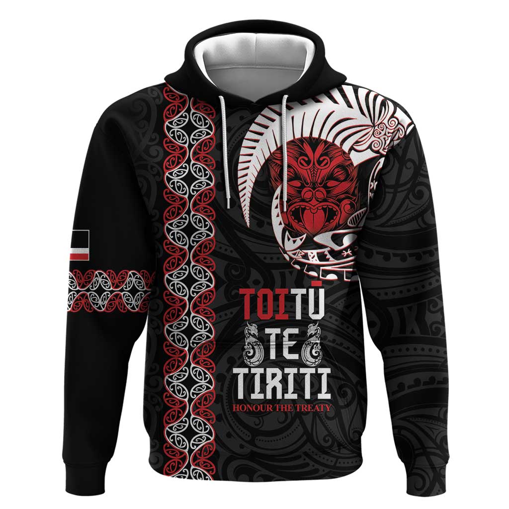 Aotearoa Toitu Te Tiriti Hoodie Honour The Treaty Maori Haka LT14 Pullover Hoodie Black - Polynesian Pride