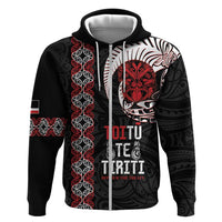 Aotearoa Toitu Te Tiriti Hoodie Honour The Treaty Maori Haka LT14 Zip Hoodie Black - Polynesian Pride