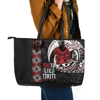 Aotearoa Toitu Te Tiriti Leather Tote Bag Honour The Treaty Maori Haka LT14 - Polynesian Pride