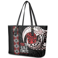 Aotearoa Toitu Te Tiriti Leather Tote Bag Honour The Treaty Maori Haka LT14 - Polynesian Pride