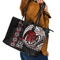 Aotearoa Toitu Te Tiriti Leather Tote Bag Honour The Treaty Maori Haka LT14 - Polynesian Pride