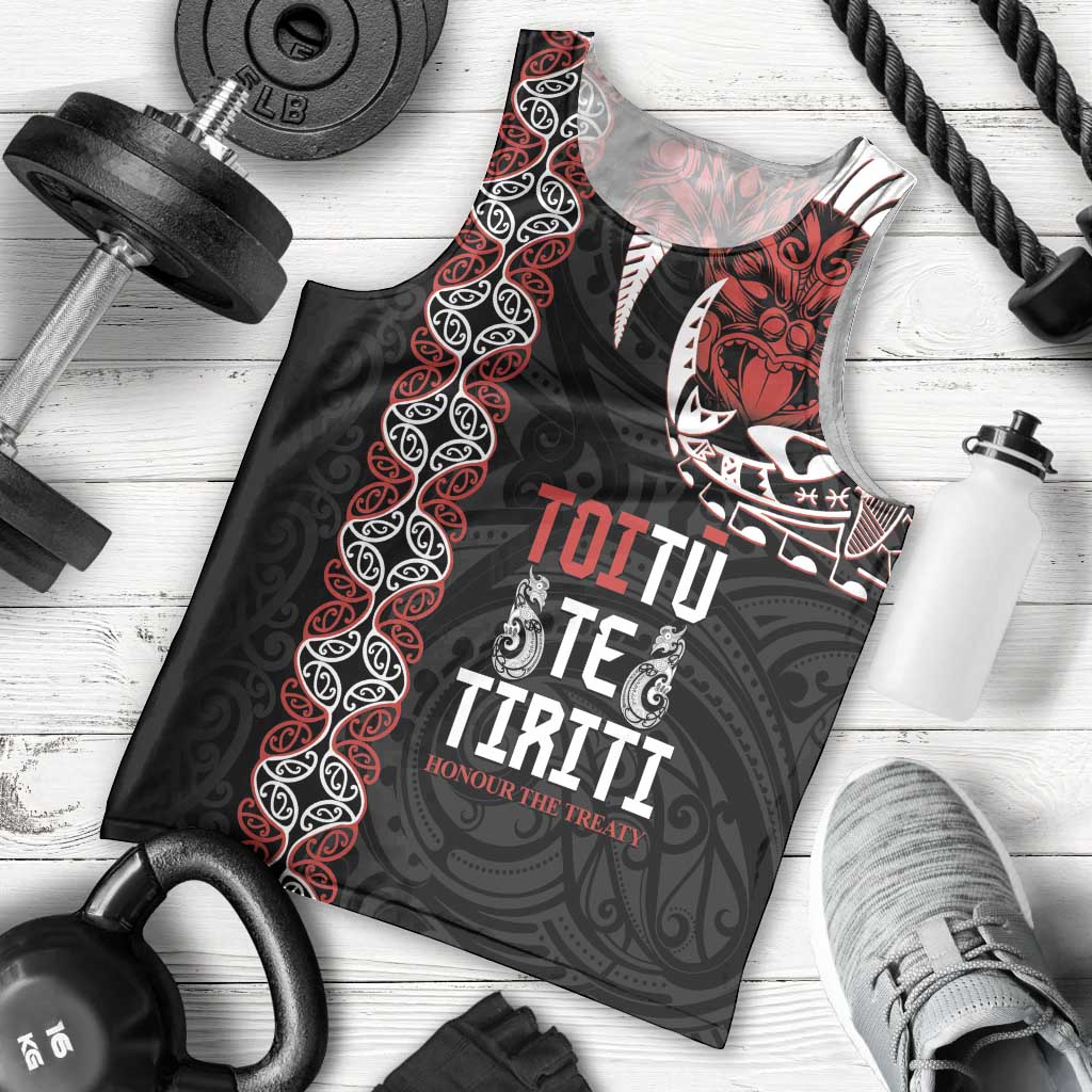 Aotearoa Toitu Te Tiriti Men Tank Top Honour The Treaty Maori Haka LT14 - Polynesian Pride