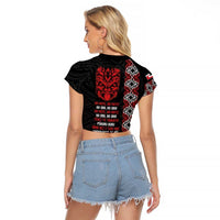 Aotearoa Toitu Te Tiriti Raglan Cropped T Shirt Honour The Treaty Maori Haka LT14 - Polynesian Pride