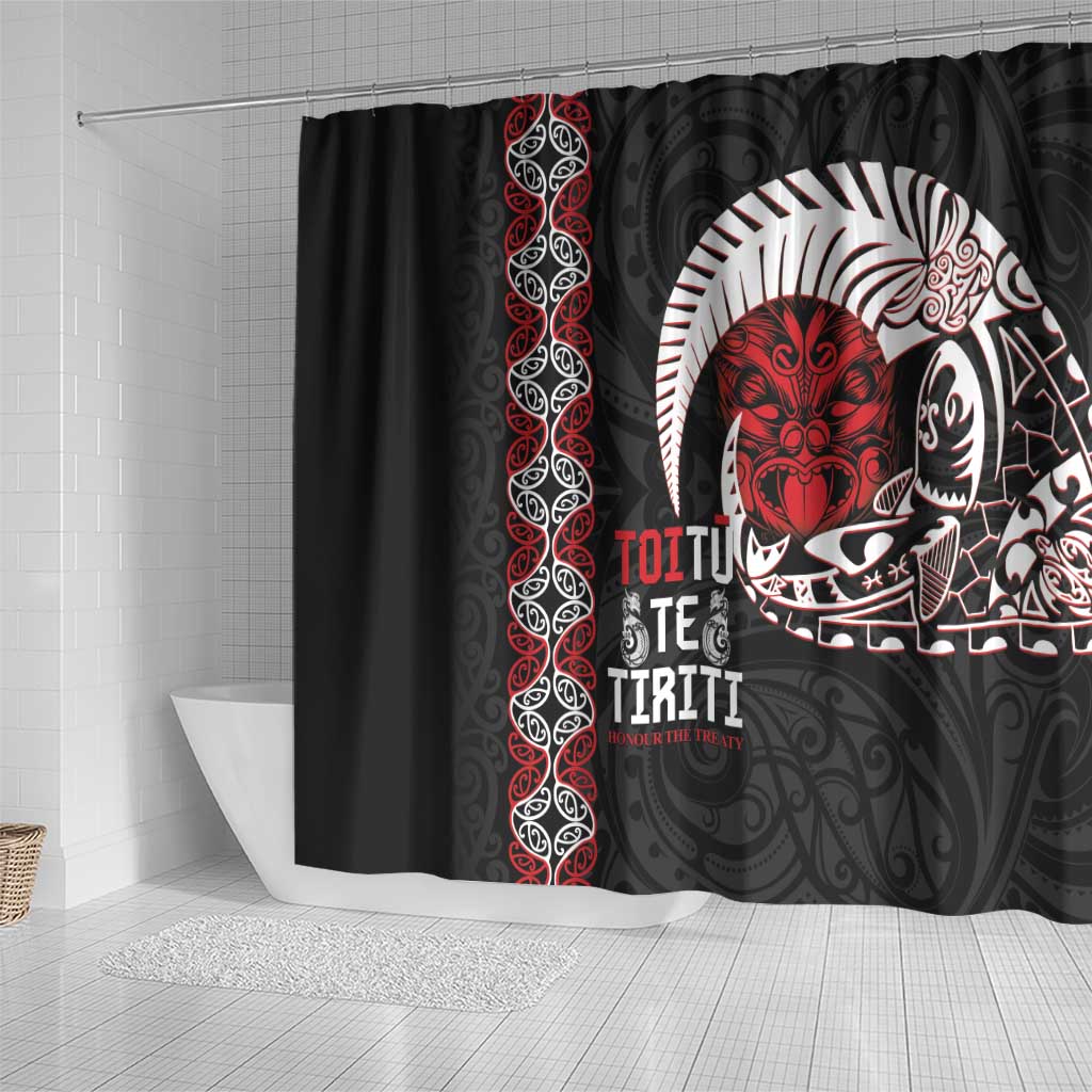 Aotearoa Toitu Te Tiriti Shower Curtain Honour The Treaty Maori Haka LT14 - Polynesian Pride