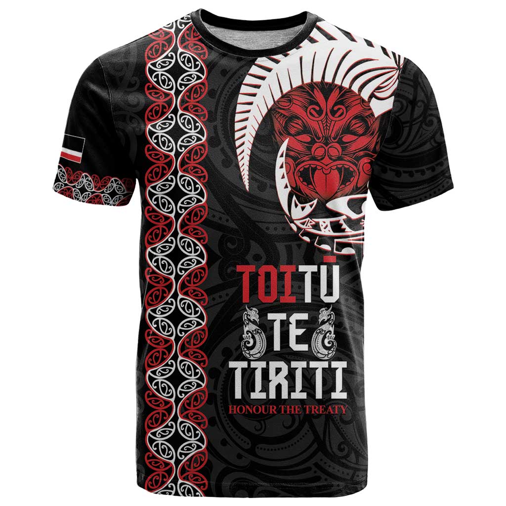Aotearoa Toitu Te Tiriti T Shirt Honour The Treaty Maori Haka LT14 Black - Polynesian Pride