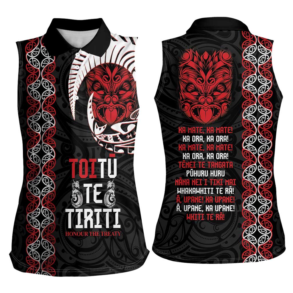 Aotearoa Toitu Te Tiriti Women Sleeveless Polo Shirt Honour The Treaty Maori Haka LT14 - Polynesian Pride